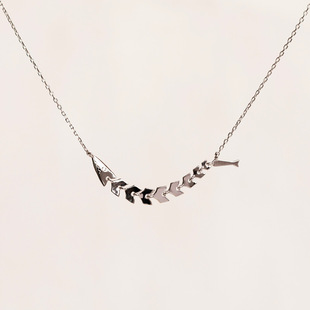 由子野 925银秋刀鱼吊坠项链女个性气质小众锁骨链礼物送女友