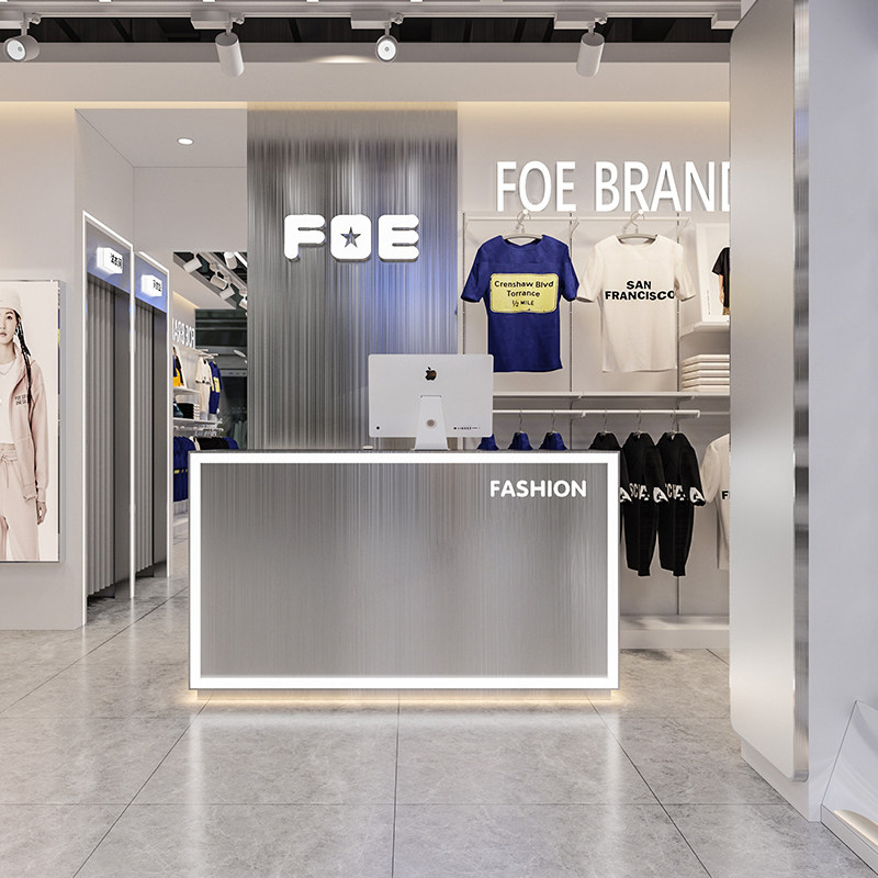 女装店前台接待台不锈钢小型收银台理发店舞蹈室吧台桌服装店定制