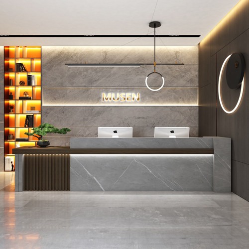 前台接待台现代中式定制郑氏木业