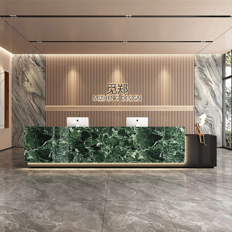 公司酒店前台售楼部物业办公接待台烤漆美容院收银台培训机构吧台