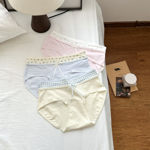 bm拼接碎花10A抑菌纯棉中腰内裤