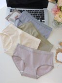 女 舒适棉质中腰纯棉内裤 泽衣壹品 40支长绒棉全棉纯色亲肤大码