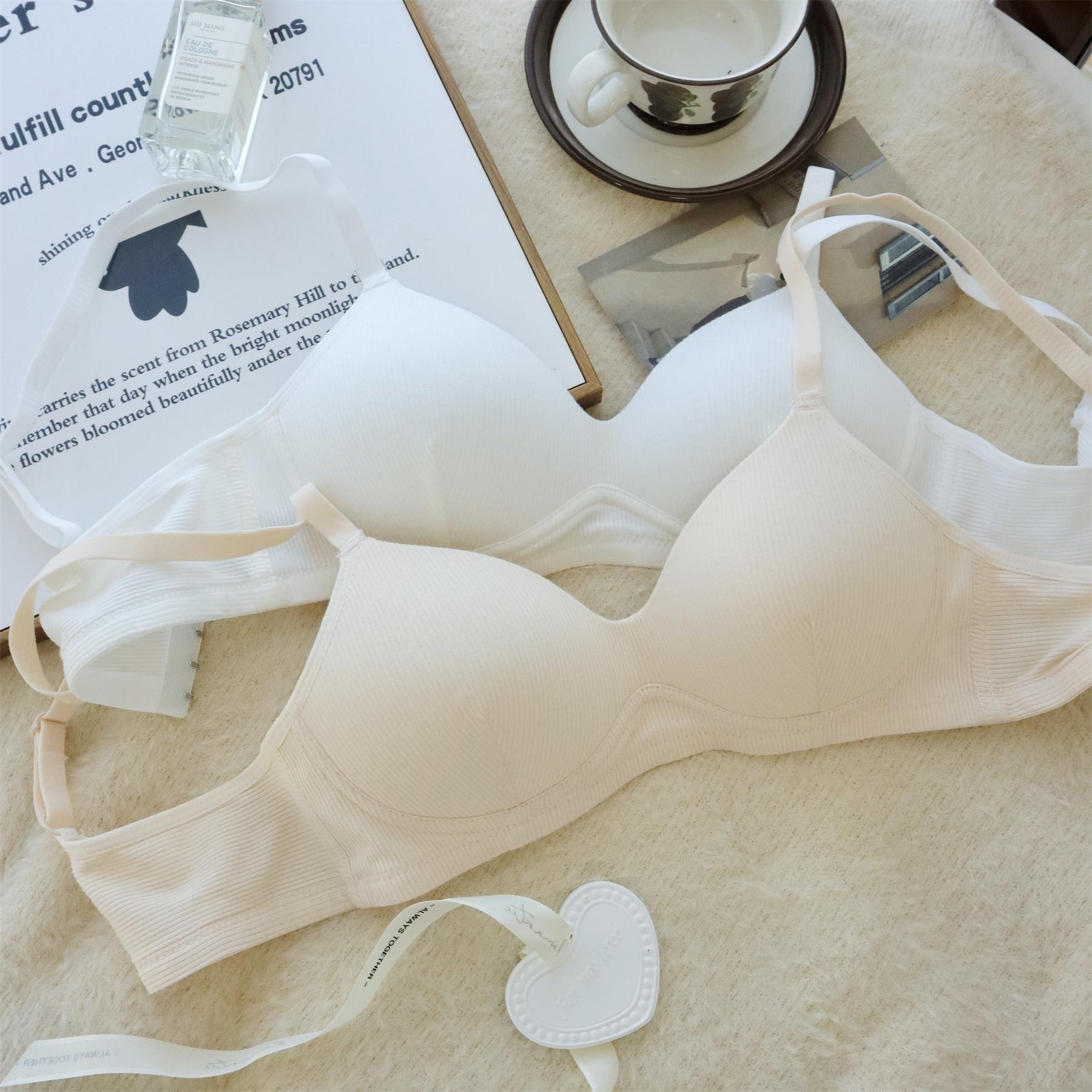 坑条棉质文胸少女文胸无钢圈小胸