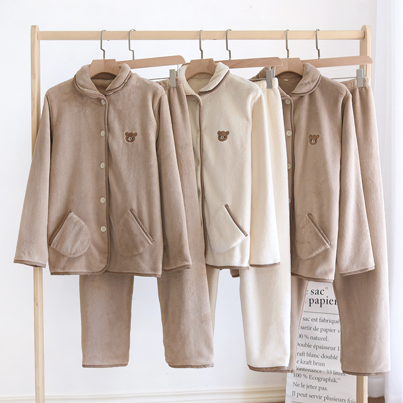 珊瑚绒情侣睡衣冬季女款加厚大码法兰绒男士秋冬款可爱家居服套装