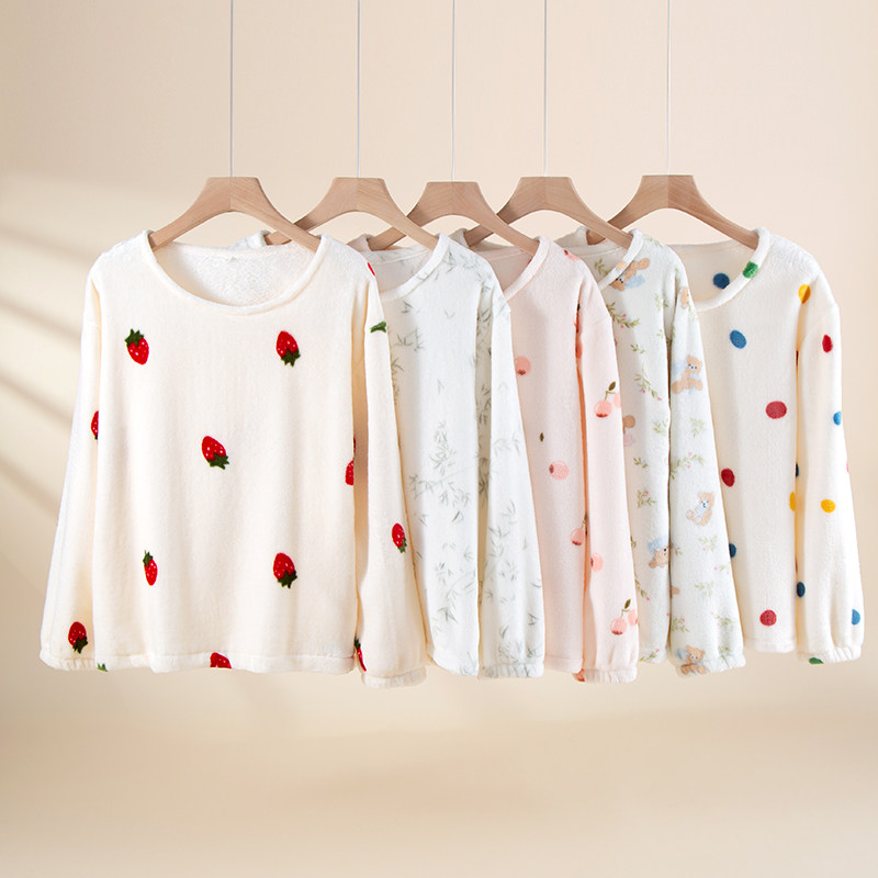 法兰绒睡衣上衣单件女士长袖秋冬季加绒珊瑚绒卡通外穿保暖家居服,女士内衣/男士内衣/家居服,睡衣上装,淘宝优惠券,粉丝福利购,淘宝优惠卷