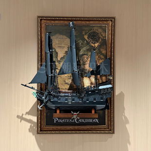 适用于乐高10365黑珍珠号加勒比海盗船美式复古上墙展示收纳相框
