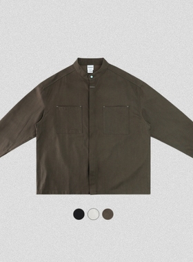 edge studio 边缘工作室 小立领宽松美式休闲小众衬衫外套男