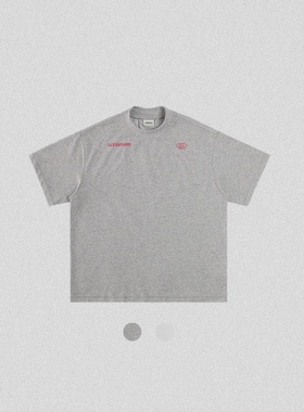 edge studio 边缘工作室 小领口宽松短袖字母美式休闲夏季T恤男装