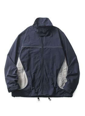 edge studio 边缘工作室立领宽松运动速干撞色拼接户外夹克外套男