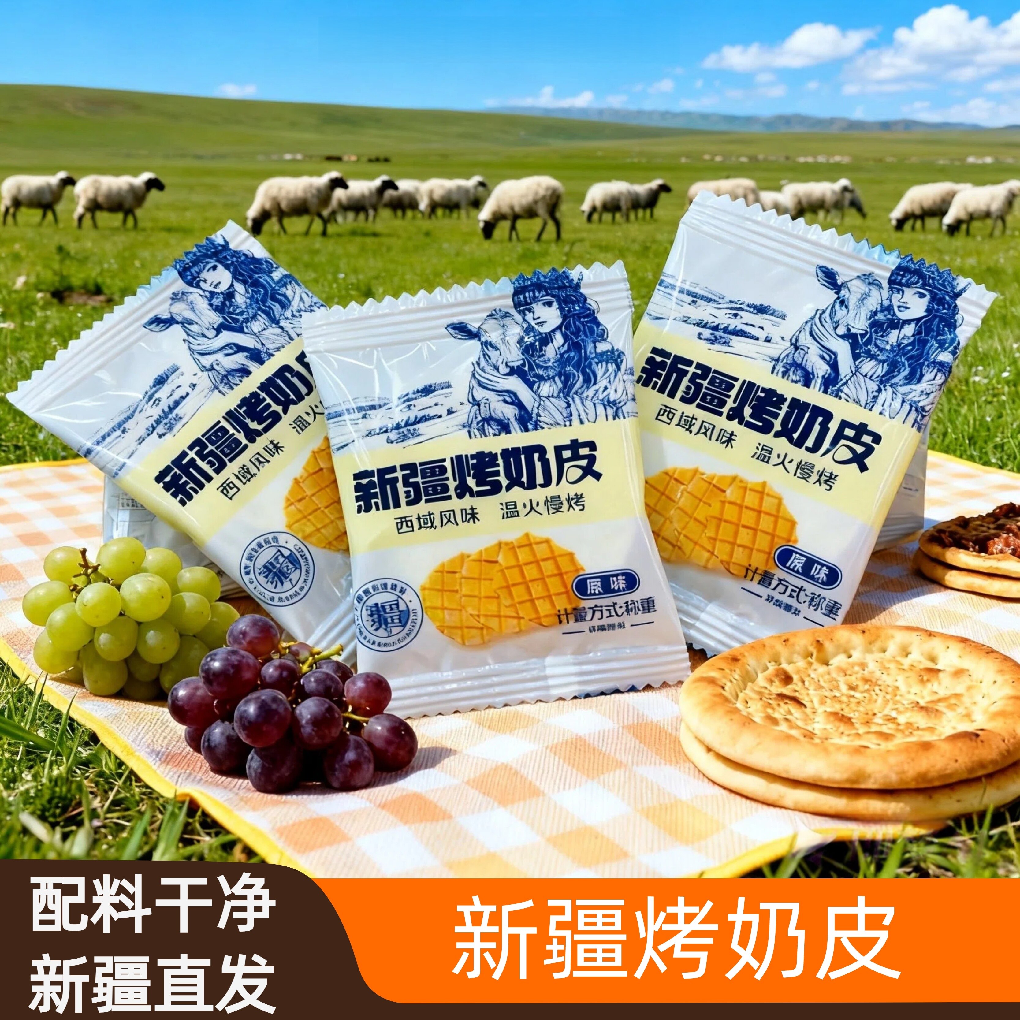 新疆特产西域皇后原味木糖醇烤干奶皮饼酥脆可口
