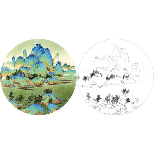 有步骤花鸟国画白描底稿小品牡丹