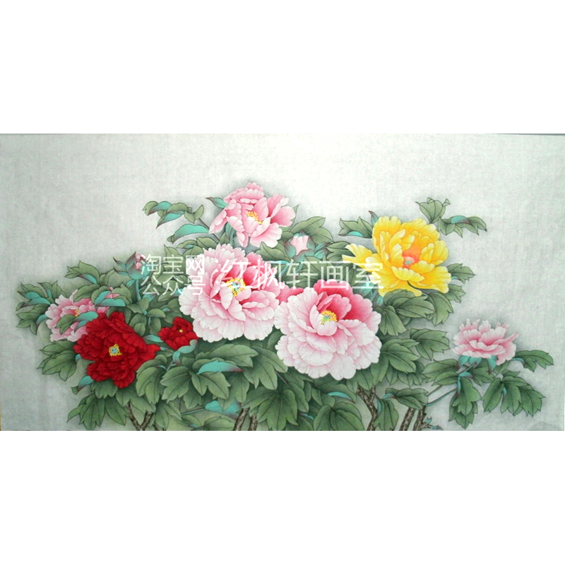 国画花鸟素材工笔画白描底稿大幅四尺牡丹熟宣纸手绘线描画稿包邮