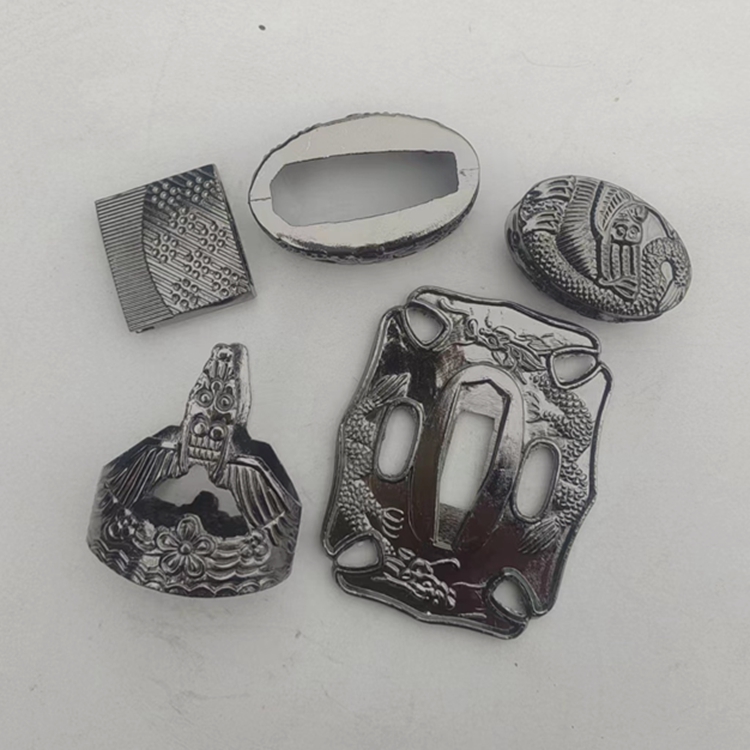 日式武士剑配件合金材质黑镍刀镡花篮刀装具