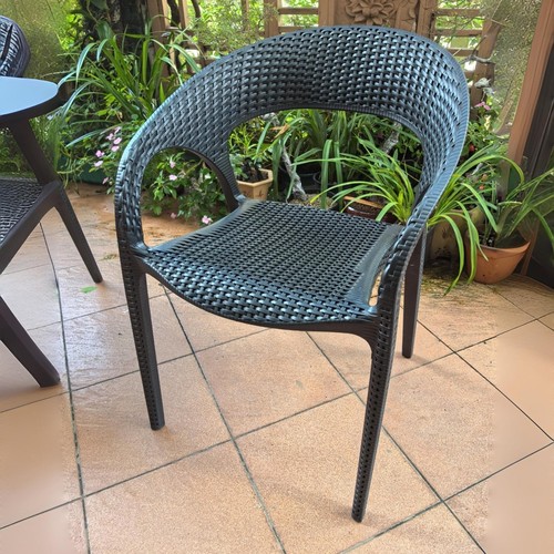 简约现代户外塑料藤编椅庭院休闲椅露天阳台靠背椅室外防水防晒椅