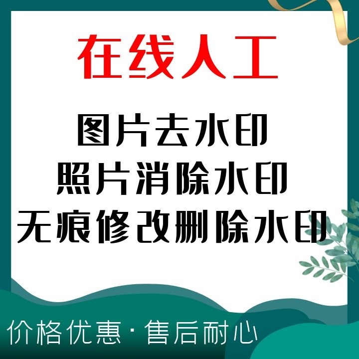 图片批量去水印照片消除水印无痕修改删除水印-人工客服