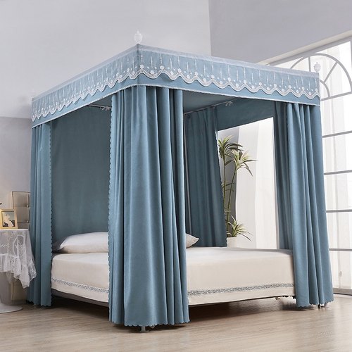 床帘蚊帐一体式遮光家用卧室挡风1.5米欧式1.8m床落地公主风床幔