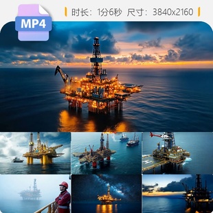 高清钻井平台石油开采能源气发勘探海底工业大国重器工程视频素材