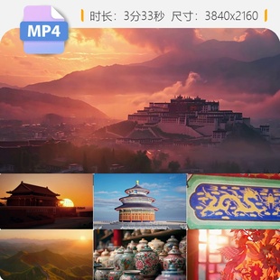 高清中国元素华夏文明历史原创遗迹符号化变迁长河视频素材