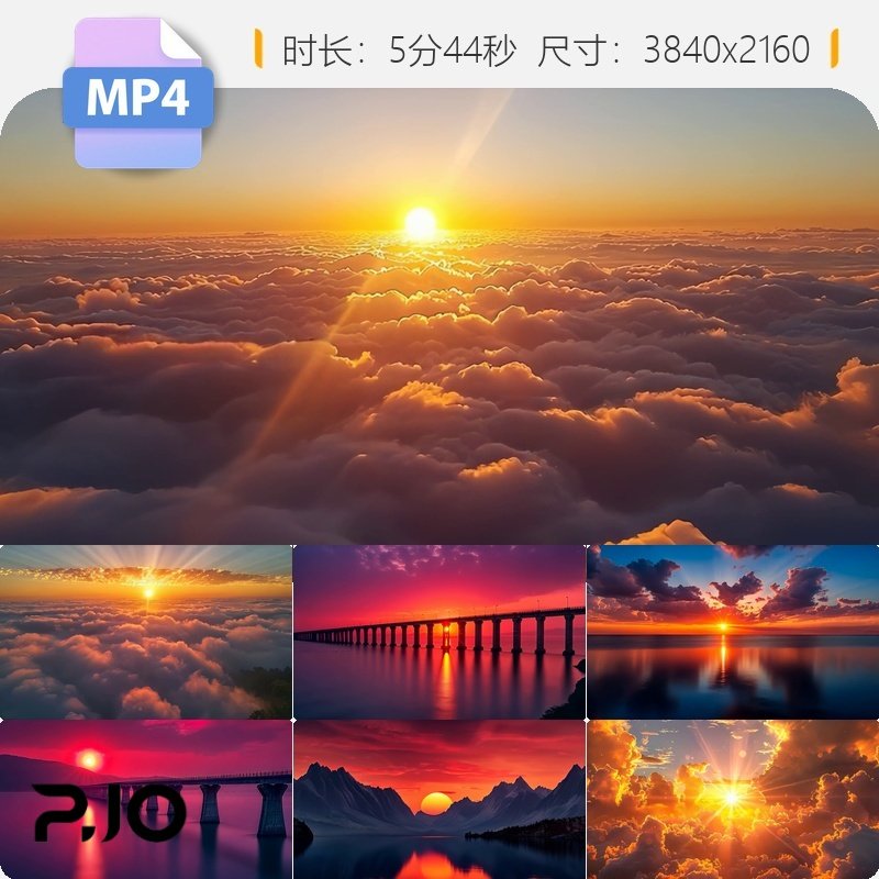 高清日出东方云海翻腾霞光万丈山顶奇观祖国壮美自然风光视频素材 - 实物图