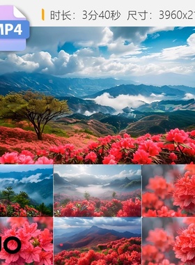高清4k无声版映山红杜鹃花歌led大屏晚会革命曲配乐背景视频素材
