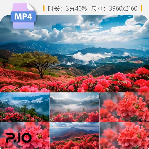 高清4k无声版映山红杜鹃花歌led大屏晚会革命曲配乐背景视频素材