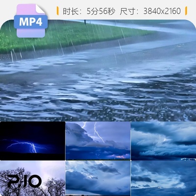 高清狂风暴雨电闪雷鸣乌云翻滚暴风雨倾盆极端天气延时视频素材