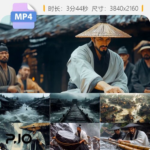 高清大禹治水三过家门不入神话英雄治水传说华夏文明史诗视频素材