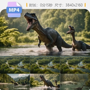 高清侏罗纪恐龙动画灭绝时代大自然霸王龙化石远古冰河危视频素材