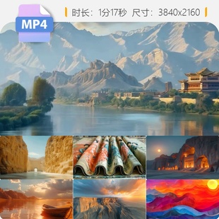 高清莫高窟敦煌壁画4k丝绸之路大佛西域历史沙漠商队佛学视频素材