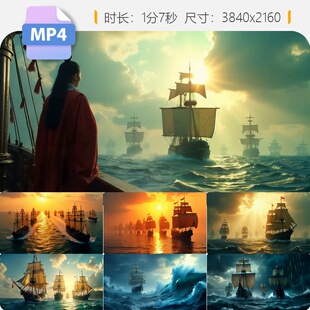 高清大航海时代郑和下西洋明朝朱棣永乐船队贸易商王古型视频素材