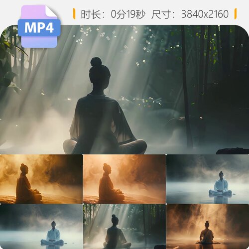 高清禅修坐禅悟道禅意冥想瑜伽打坐放松户外夕阳湖边视频素材