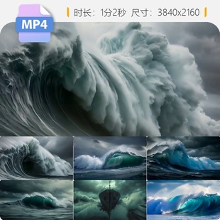高清巨浪滔天乘风破浪澎湃汹涌慢动作升格镜头壮观海浪潮视频素材