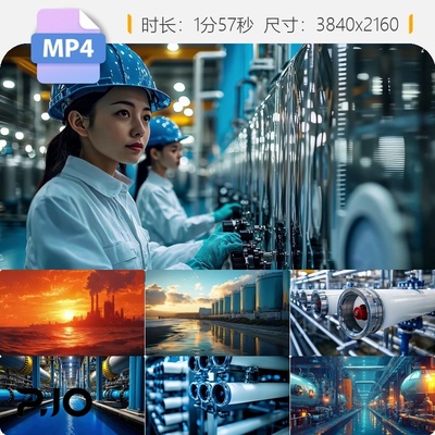 高清海水淡化处理水资源净化工业过滤反渗透塔环保技术视频素材
