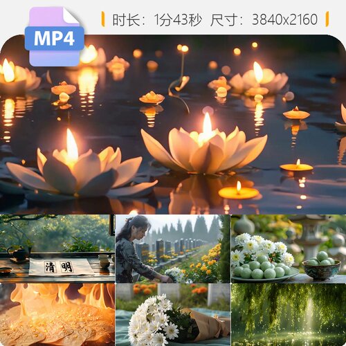 高清清明祭祖扫墓踏青放河灯思念先人空镜意境片头背景视频素材