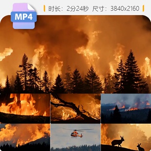 高清森林火灾救援现场山火燃烧直升机灭火防空气污染环境视频素材