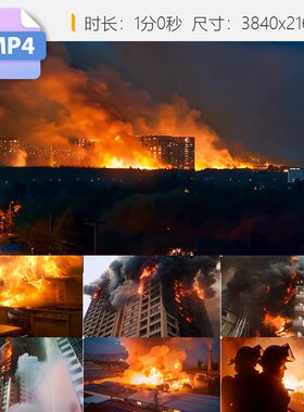 高清4K城市居民楼厂房火灾消防员救火燃气爆炸高温难英雄视频素材