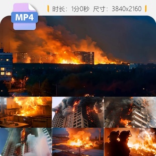 高清4K城市居民楼厂房火灾消防员救火燃气爆炸高温难英雄视频素材