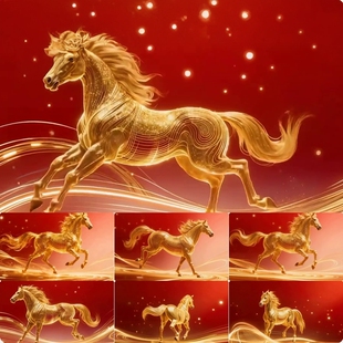 高清金马奔腾马到成功新春马年大吉快马加鞭新年片头视频素材