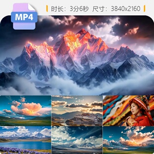 高清藏族热巴鼓暮春剧目西雪山布达拉宫经幡牦牛舞蹈LED视频素材