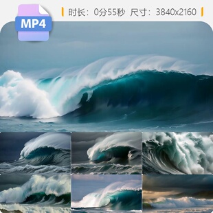 高清巨浪浪潮拍打礁石波澜壮阔气势磅礴汹涌澎湃大海视频素材