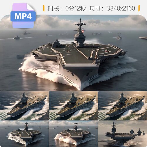 高清4K中国航母舰队大海航行航空母舰战斗群编队乘风破浪视频素材