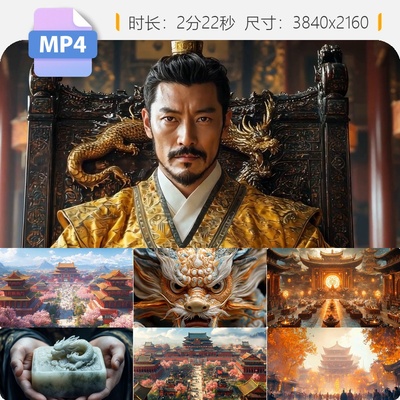 高清古代都城集市宋朝元明清君王皇帝上朝宫殿街道建筑视频素材