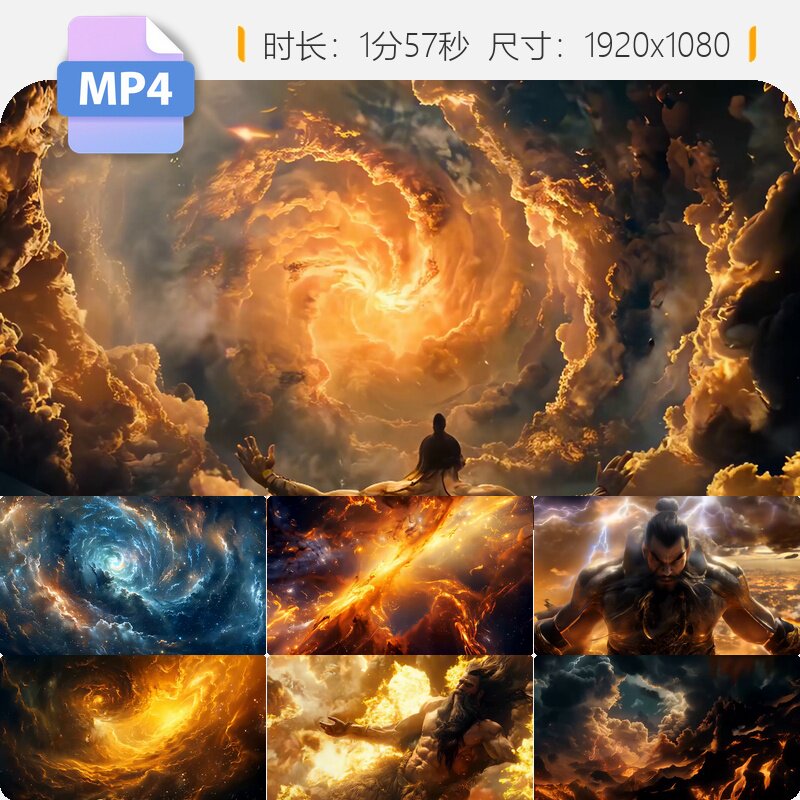 高清AI神话特效震撼重现盘古开天英雄创世历史传奇故事视频素材