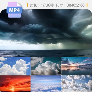 高清4K云层云海蓝天白云晚霞高空日出日落壮丽唯美LED背视频素材