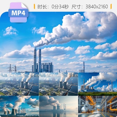 高清4k火电站外景内部管道结构热力公司厂场环保排放空气视频素材