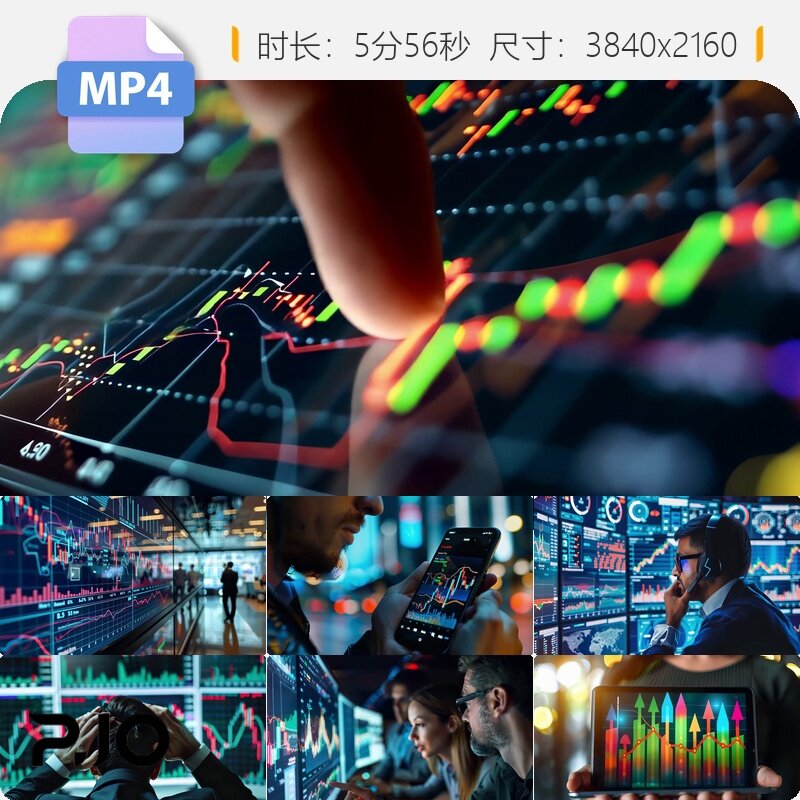 高清股票股市指数K线图金融投资4K大盘华尔街期货涨跌全视频素材