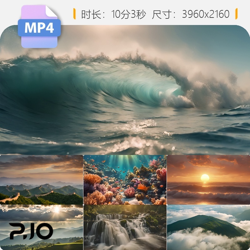 高清10分钟大美中国风景篇山脉长城江河草原梯田日出日落视频素材