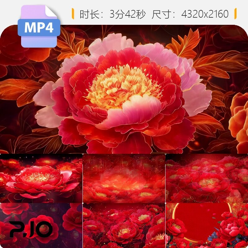 高清难忘今宵乌兰图雅大合唱红色喜庆花海歌舞曲配乐牡丹视频素材