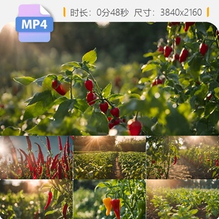 高清辣椒蔬菜合集4K唯美农作丰收基地田园植物逆光宣传片视频素材