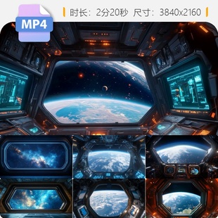 高清宇航员舷窗俯瞰地球轨道登月舱太空旅行科学实验星空视频素材